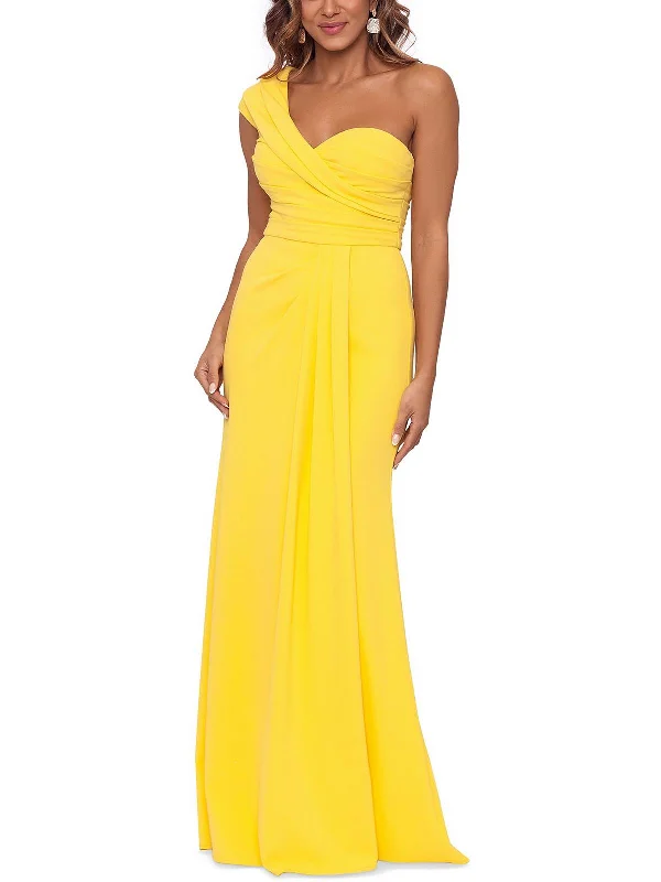 Womens One-Shoulder Maxi Evening Dress