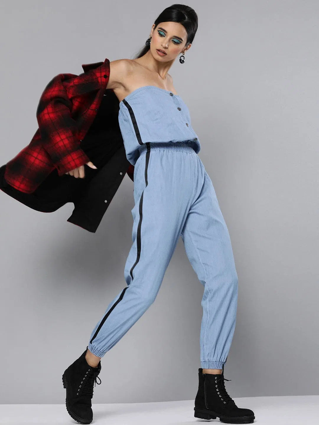 Women Solid Blue Jumpsuits & Sets